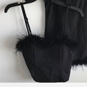Thirty thirty Black Faux Fur Trimmed top